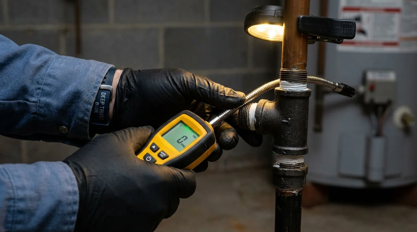 Gas leak detection with electronic sniffer by Johns Plumbing LLC in West Blocton