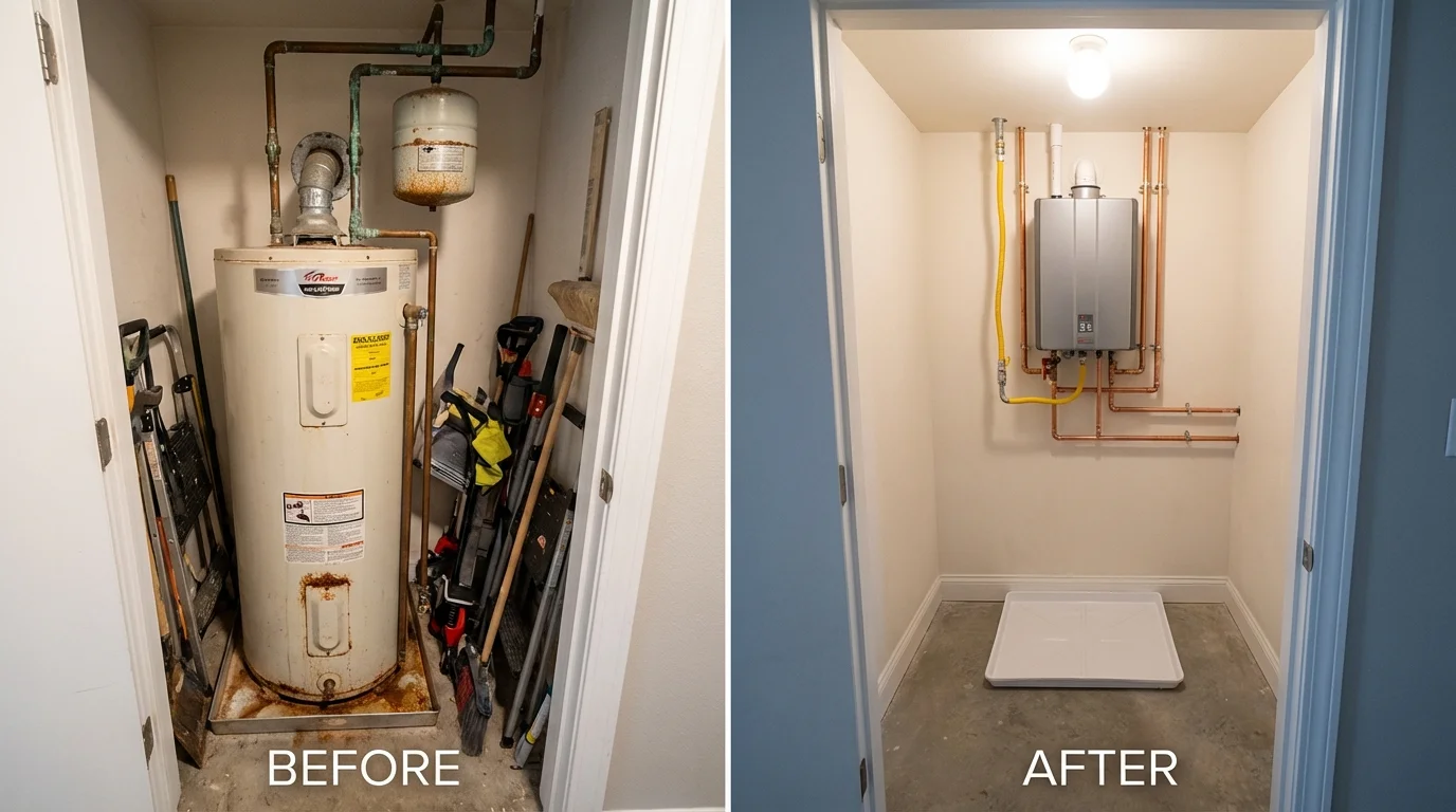 Tank water heater versus wall-mounted tankless unit comparison for West Blocton, AL homeowners